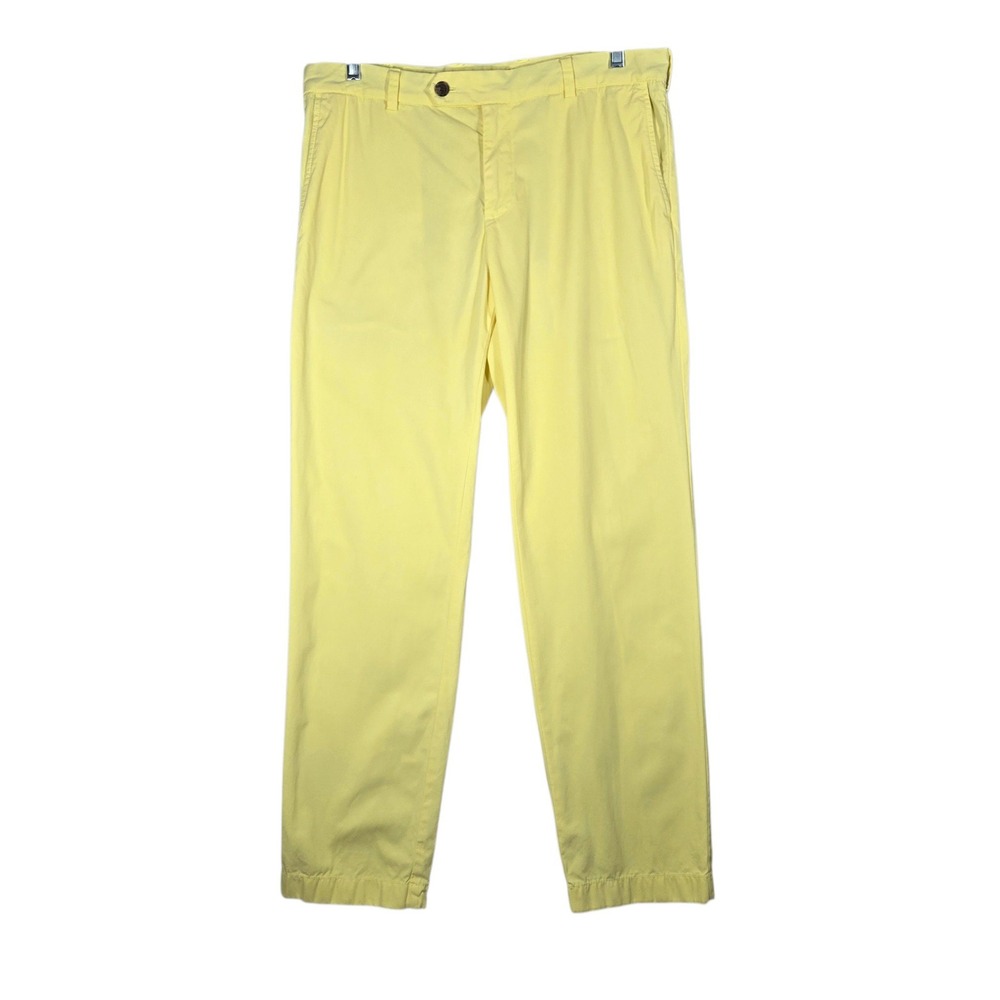 Brooks Brothers Milano Chino Pants Mens 35x32 Yellow Cotton Slim Fit Trousers
